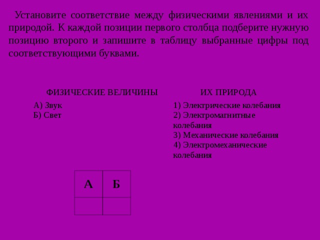 Установите соответствие между физическими явлениями и устройствами