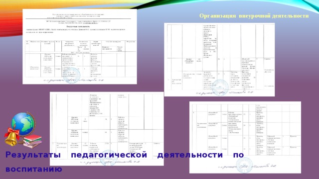 Организация внеурочной деятельности  Результаты педагогической деятельности по воспитанию 