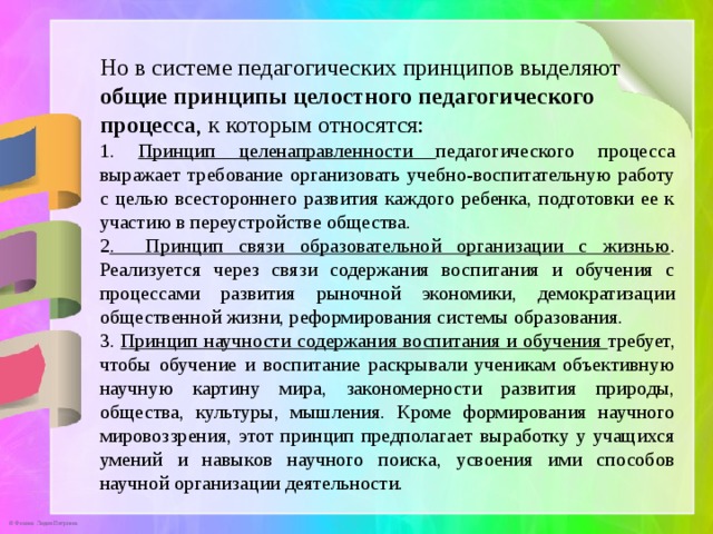 Система педагогических принципов. Принципы организации целостного педагогического процесса. Принцип целенаправленности воспитательного процесса. Принцип целенаправленности педагогического процесса. Принцип научности педагогического процесса.