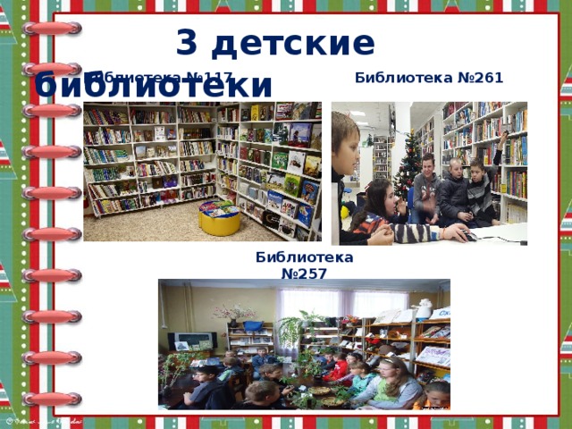 3 детские библиотеки Библиотека №261 Библиотека №117 Библиотека №257