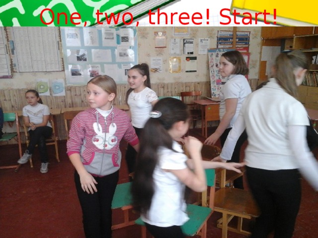 One, two, three! Start! 