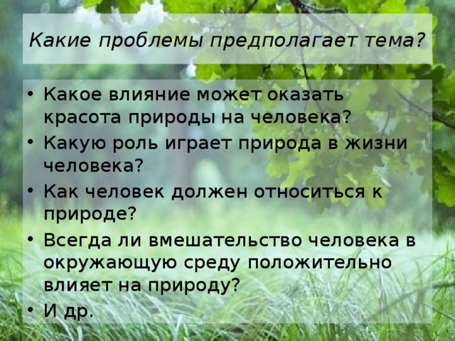 Какую роль играет описание природы