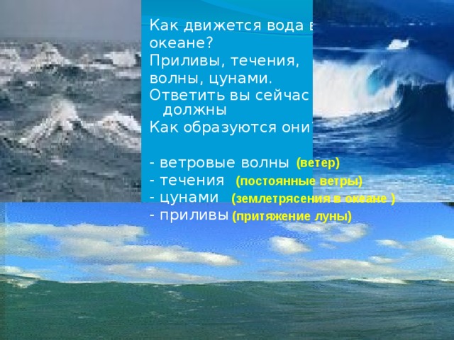 Почему вода движется. Как движется вода в океане. Ветровые волны, ЦУНАМИ, 6 класс. Ветровые волны 6 класс. Сравнение ветровых волн и ЦУНАМИ.