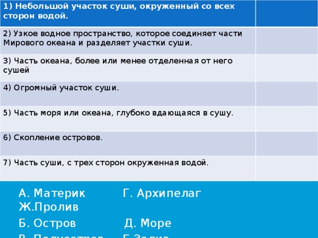 Участок суши окруженный водой