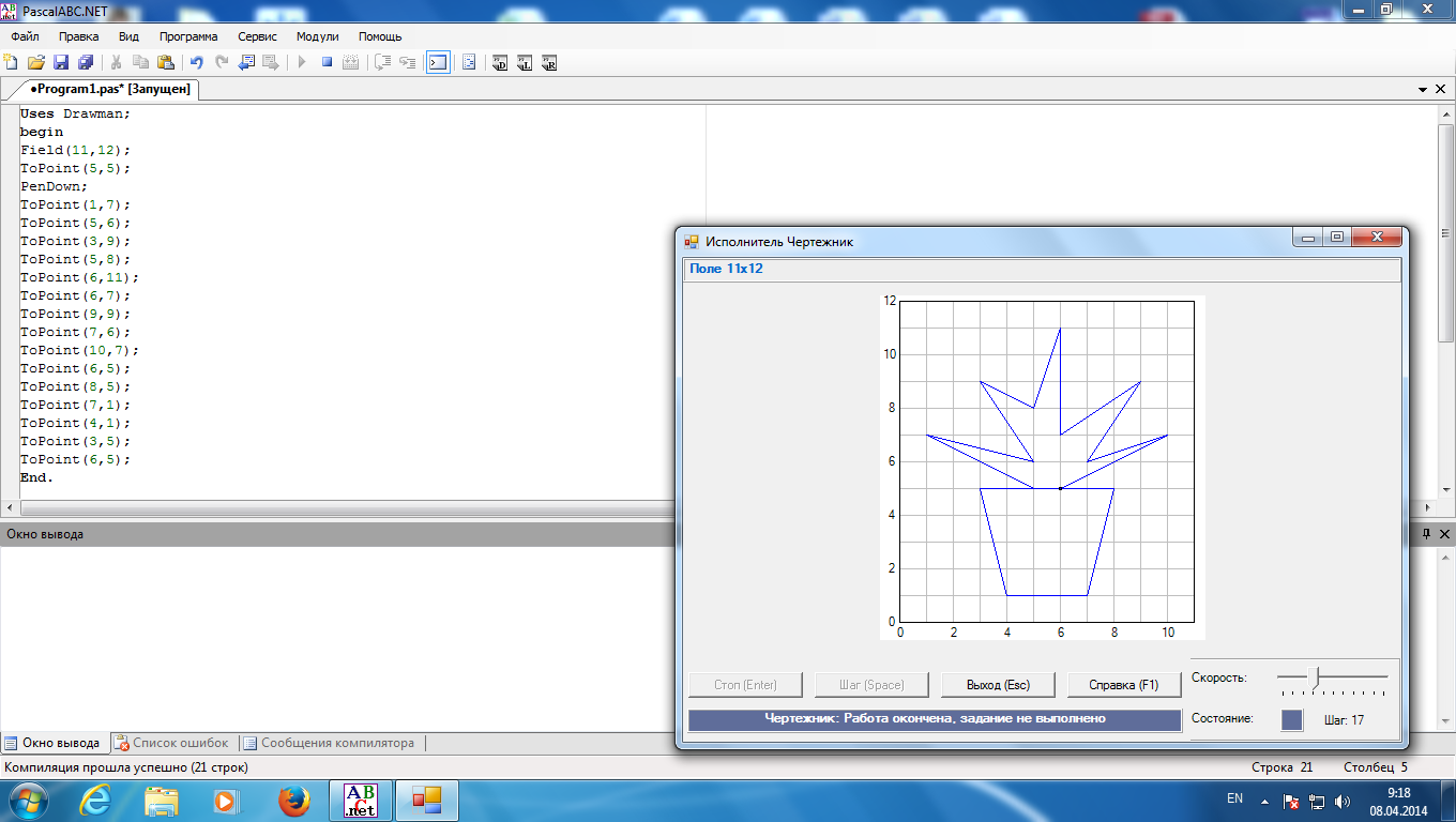 Паскаль абс рисунки с командами чертежник