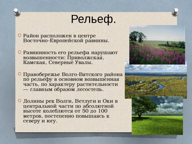 Особенности рельефа европейской россии. Лесные ресурсы Волго Вятского экономического района. Центр Волго Вятского района. Рельеф Волго Вятского района. Природный лес Волго Вятского экономического район.