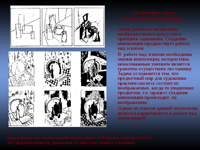 История создания композиции. Этапы работы над композицией. Этапы работы над декоративной композицией. Процесс создания композиции. Этапы разработки декоративной композиции.