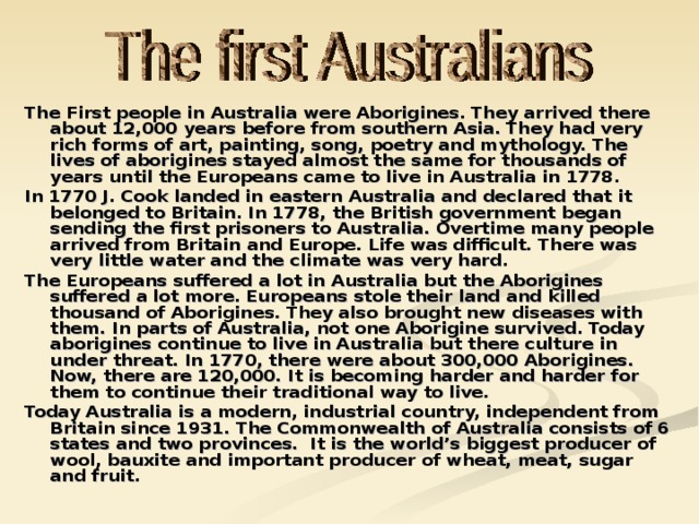 Welcome to Australia