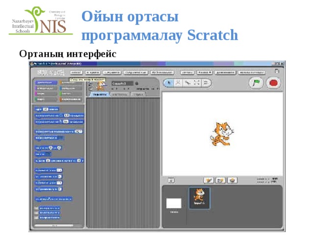 Ойын ортасы программалау Scratch Ортаның интерфейс 