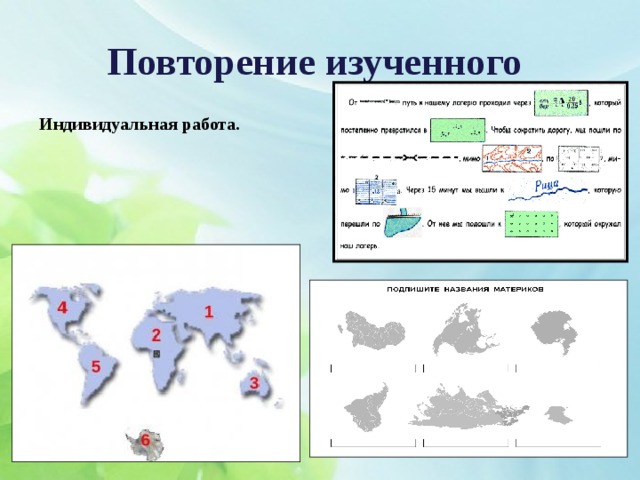 Повторение изученного  Индивидуальная работа.  