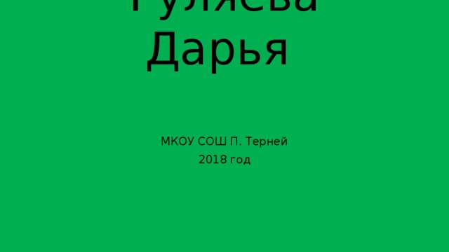 Гуляева Дарья   МКОУ СОШ П. Терней 2018 год 