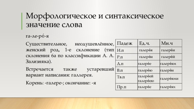 Морфологическое значение слова. Классификация Зализняка. Зализняк классификация склонений. Классификация склонений по Зализняку.