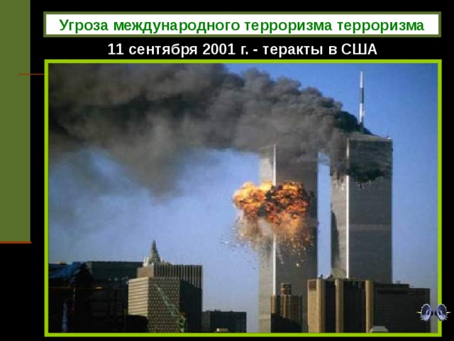 Угроза международного терроризма терроризма 11 сентября 2001 г. - теракты в США 