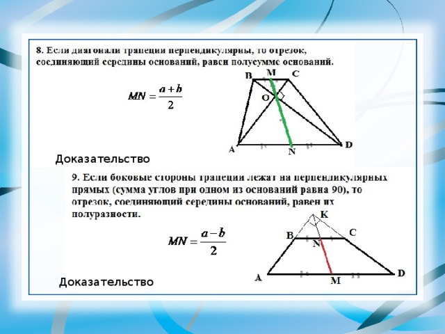 Отрезок середины оснований трапеции