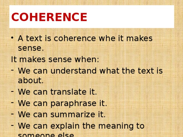 coherence writing examples