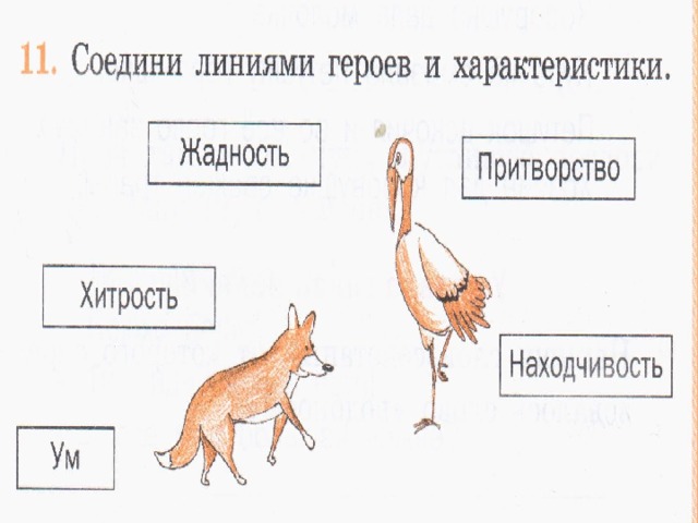 Лиса и журавль презентация 1 класс