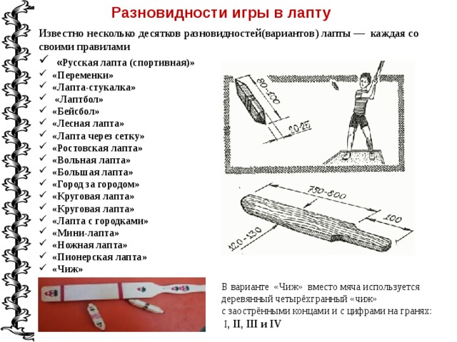 Схема игры русская лапта