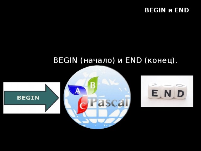 BEGIN и END   Начало и конец раздела операторов программы отмечаются служебными словами BEGIN (начало) и END (конец). 