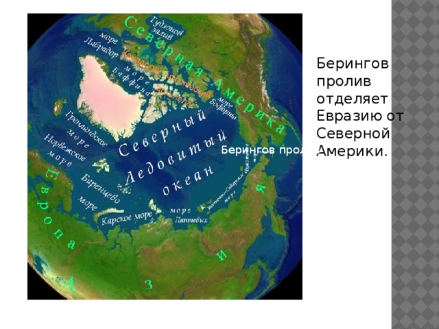 Берингов пролив отделяет Евразию от Северной Америки. Берингов пролив 