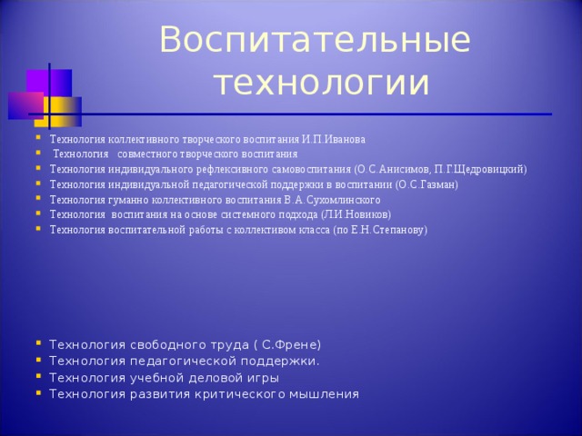 Технология индивидуального рефлексивного самовоспитания о с анисимов п г щедровицкий презентация