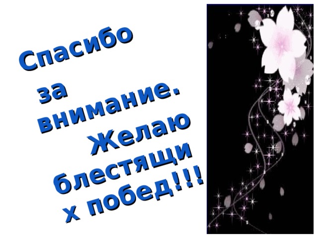 Спасибо  за внимание.  Желаю блестящих побед!!!