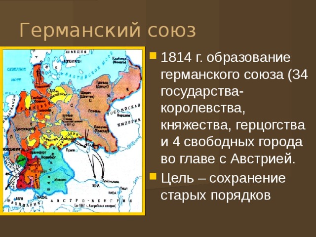 Границы германского союза образованного в 1815 карта