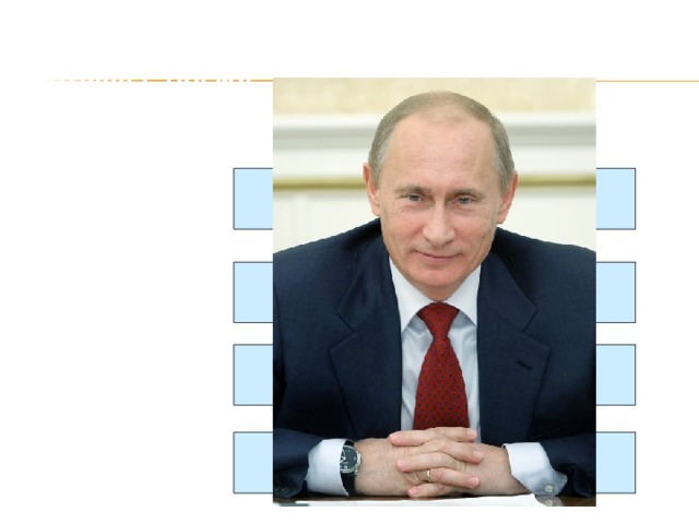 Кто является Российским Президентом в настоящее время?  Б. Ельцин  В. Путин   Б. Обама Д. Медведев 