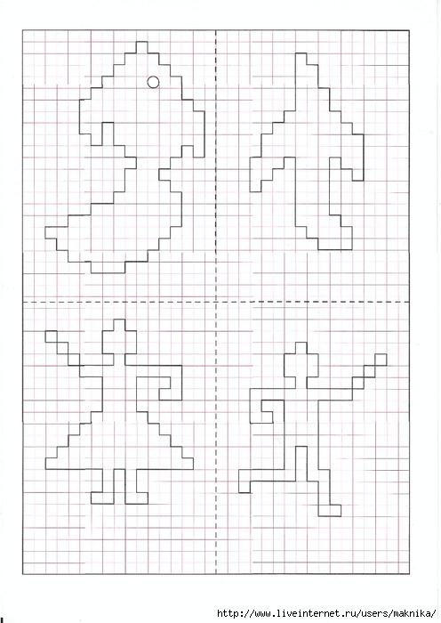 Рисунки по клеточкам для 4 лет
