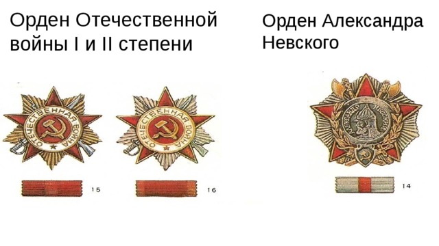 Орден Отечественной войны I и II степени Орден Александра Невского 