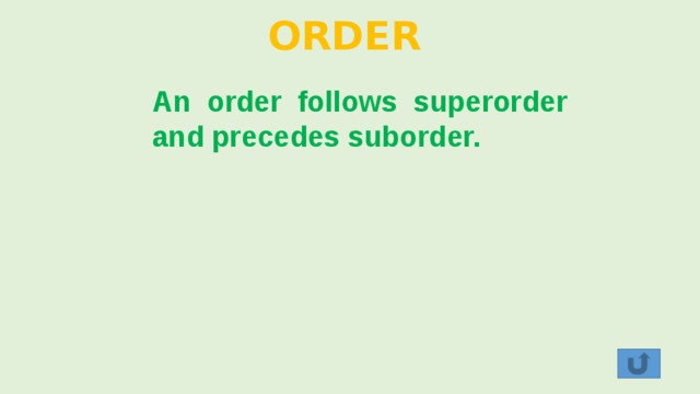 ORDER An order follows superorder and precedes suborder. 