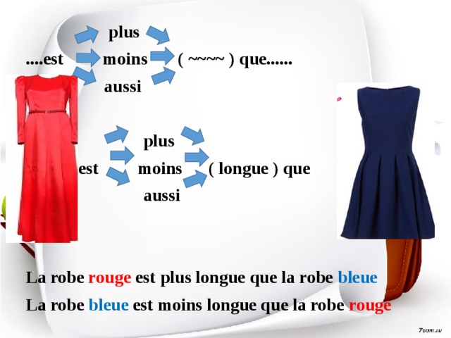 D est plus. La Robe rouge est. Plus Moins aussi таблица. La Robe rouge est Plus longue que la Robe verte французский 6. Французский сравнения прилагательных la Robe rouge est Plus Moins aussi que la Robe verte.