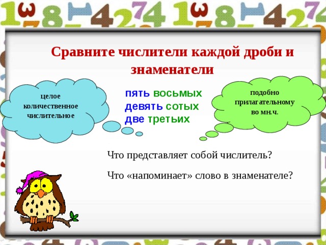 Пять слов сегодня. Целое количественное числительное. Три аднокоригыхслова к слову пять. Со словами напоминаем.