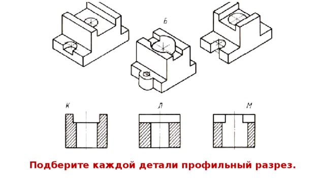 По видам и разрезам найдите наглядные изображения рис 183 и соответствующие буквенные обозначения