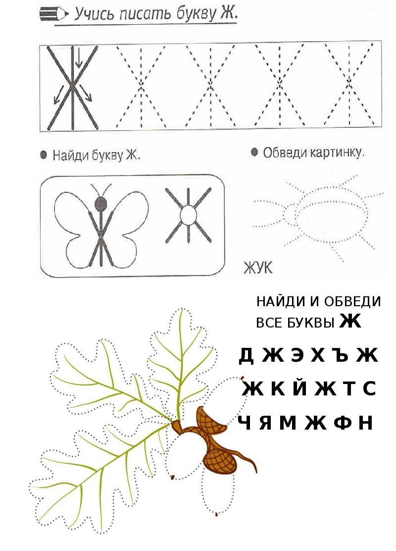 Задания для школы будущего первоклассника. Буква Ж, ж