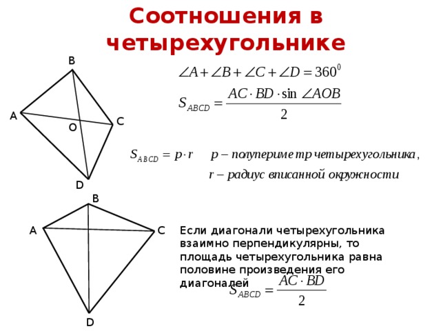 Равна половине произведения его диагоналей