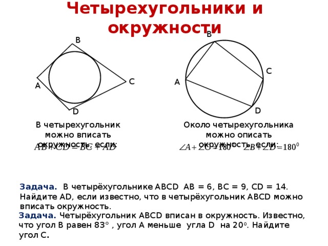 Центр описанной окружности четырехугольника