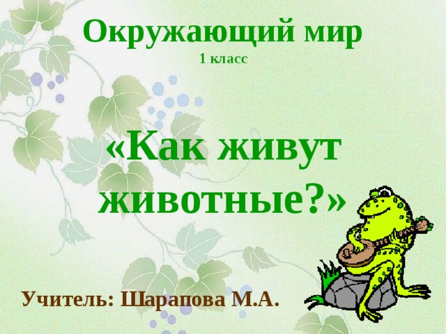 Презентация как живут животные 1 класс школа россии окружающий мир