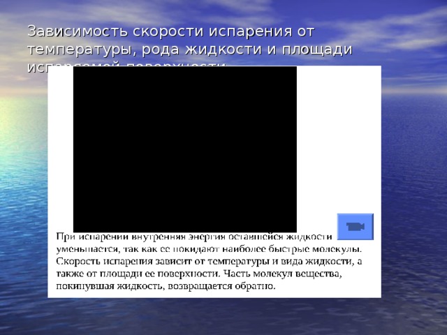 Скорость испарения зависит от площади поверхности