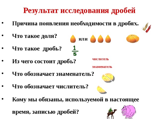 Что такое дробь. Методика изучения дробей. Наглядное пособие при изучении дробей. Из чего состоит дробь. Наглядности используемая при изучении дроби.