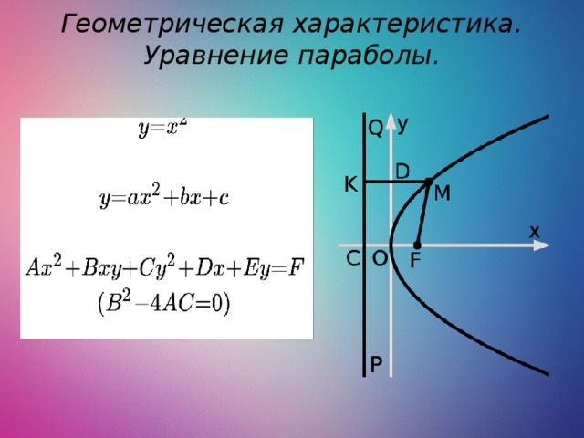 Вершина параболы в каноническом уравнении. Уравнение параболы. Уравнение параболы формула. Уравнение параболы в общем виде. Основное уравнение параболы.