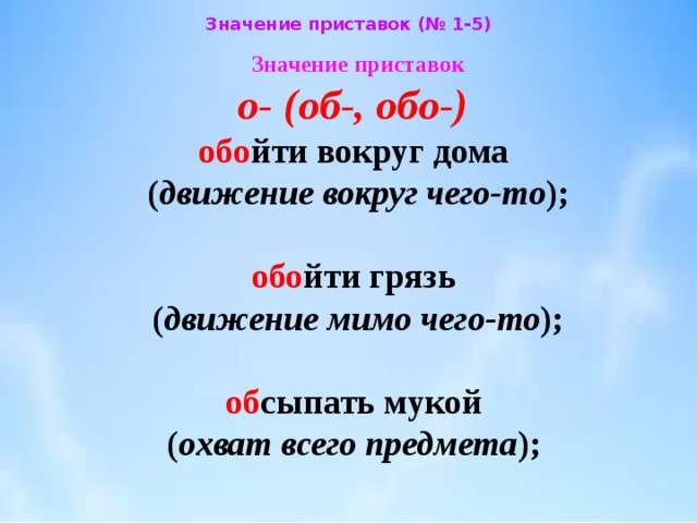 Какого значение приставок в словах