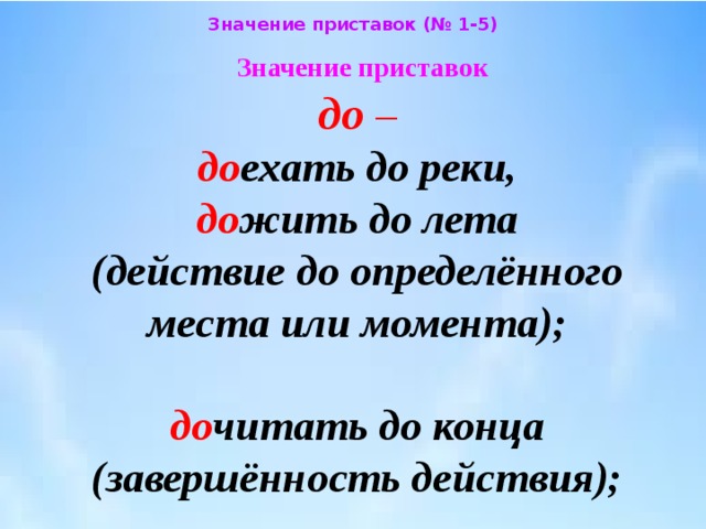 Приставка обозначающая после