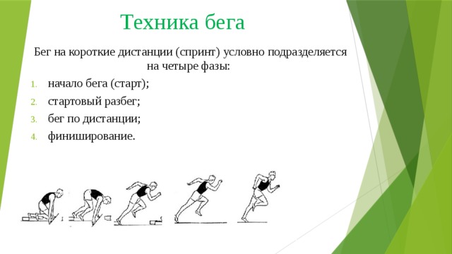 Спринт ответ. Техники бега на короткие дистанции техника спринтерского бега. 4 Фазы бега на короткие дистанции. Спринт бег на короткие дистанции. Фазы: старт, стартовый разбег, бег по дистанции, финиширование.