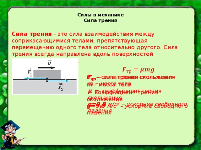 Силы в механике сила трения. Силы взаимодействия в механике.