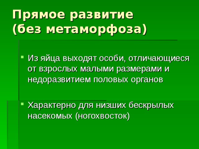  Метаморфоз – процесс превращения личинки во взрослое насекомое 