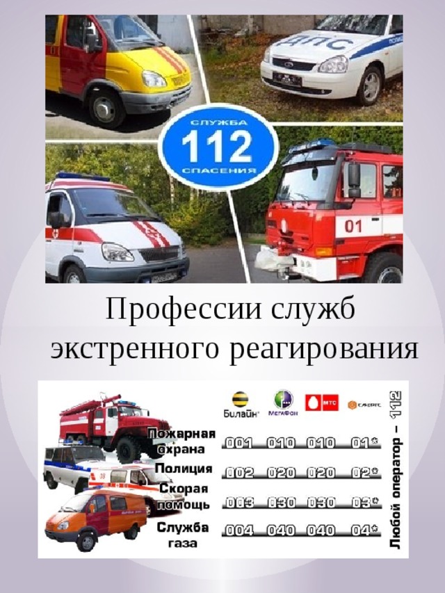 Профессии служб экстренного реагирования 