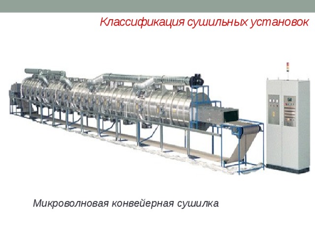 Классификация сушильных установок Микроволновая конвейерная сушилка 