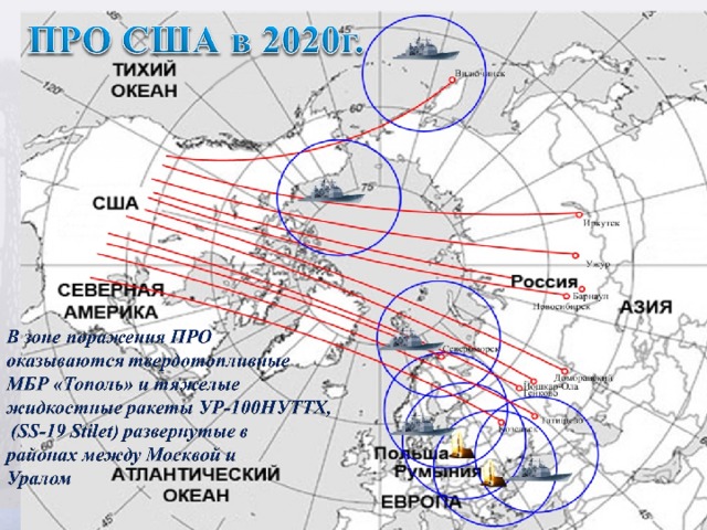 Противоракетный зонтик над россией карта