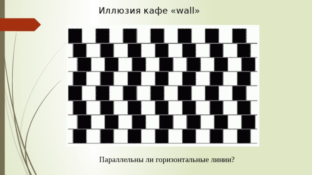 Иллюзия кафе «wall» Параллельны ли горизонтальные линии? 