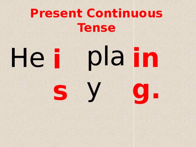 Present Continuous Tense play He ing. is 